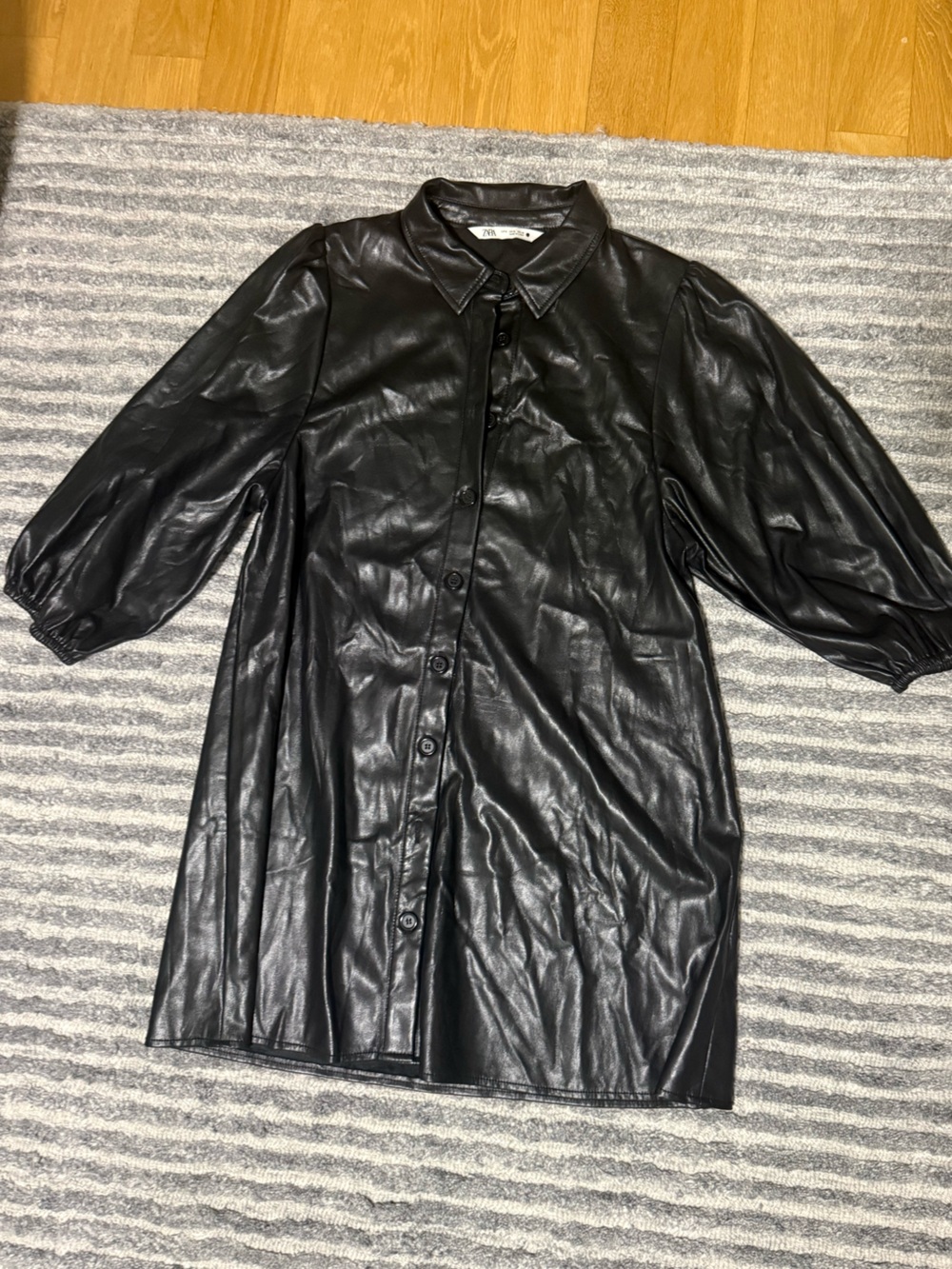 Zara Black Faux Leather Mini Dress